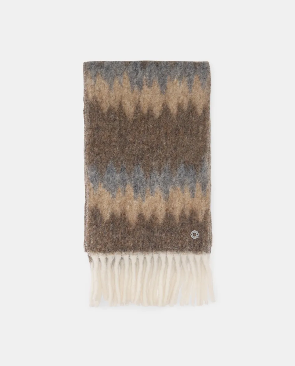 

Шарф с узором зигзаг Jo & Mr. Joe, экрю