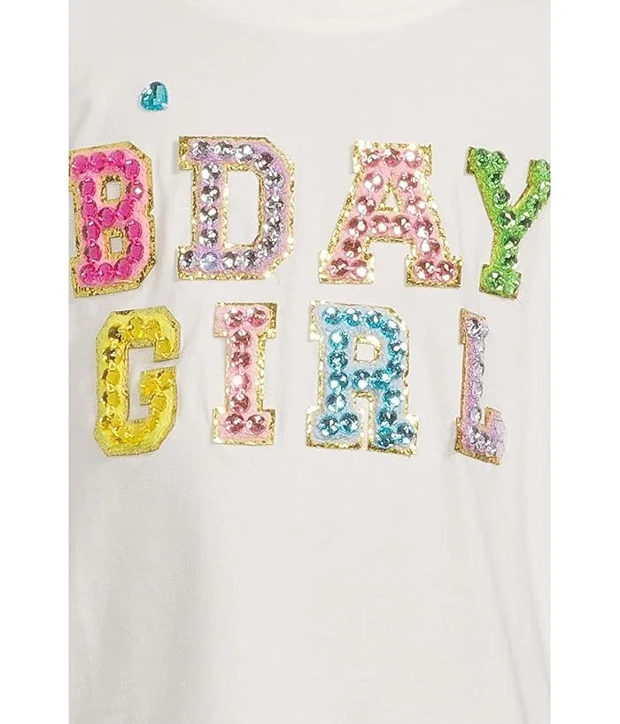 Футболка с пайетками B'DAY GIRL Birthday Girl Gem Ruffle Shirt Lola and The Boys, Natural — фото 3