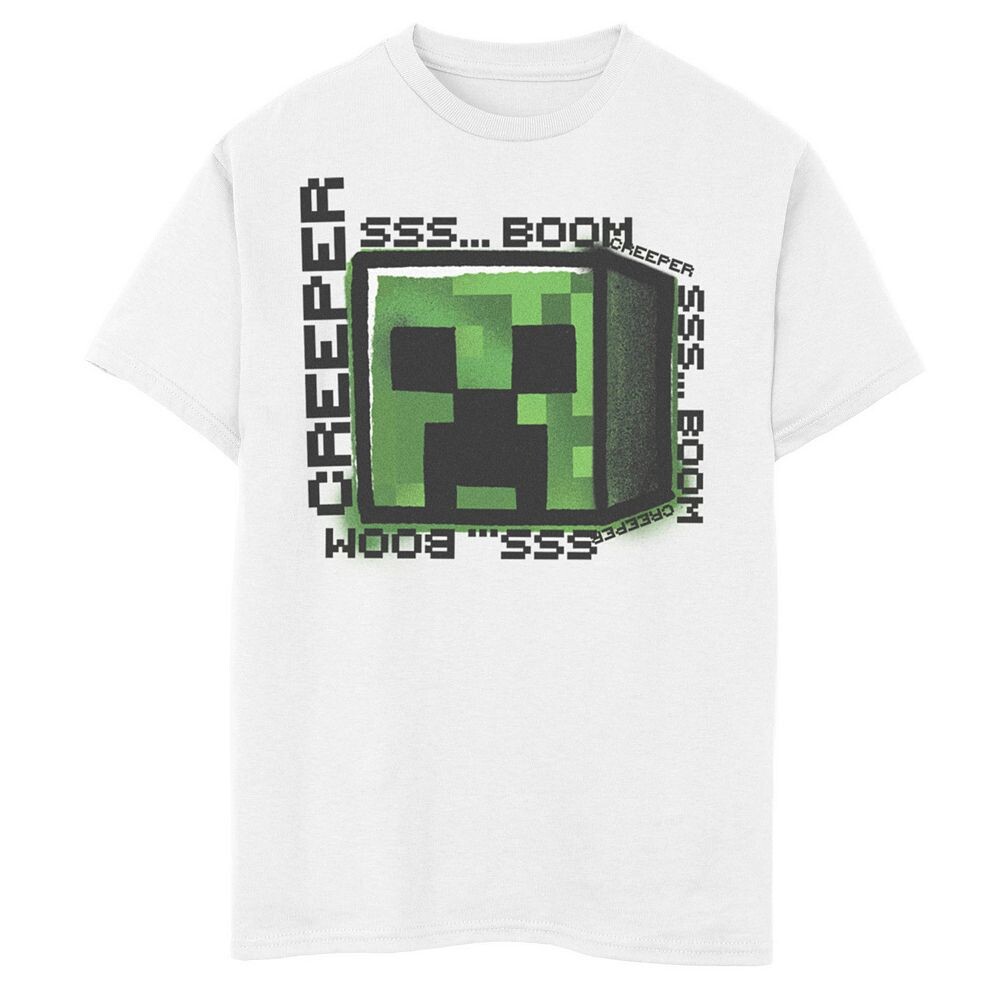 

Футболка с рисунком Creeper Head для мальчиков Minecraft Licensed Character, белый