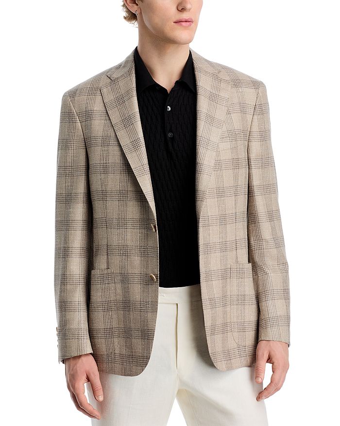 

Клетчатый спортивный пиджак Slim Fit Unstructured Vince, коричневый/бежевый