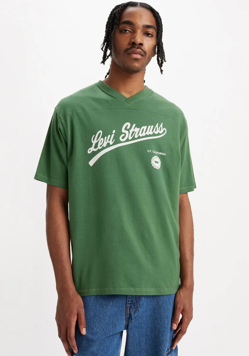 

Футболка Levi's "GRAPHIC VNECK TEE" в спортивном стиле, цвет Levi Strauss Swash Myrtle / Egret