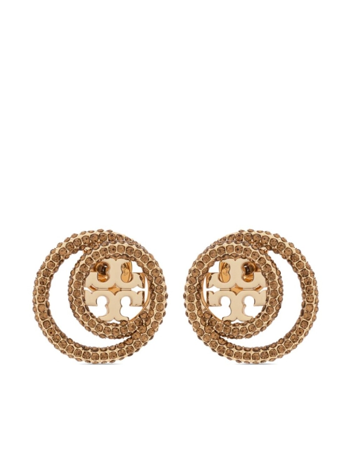 

Серьги-кольца, украшенные кристаллами Tory Burch, золотой
