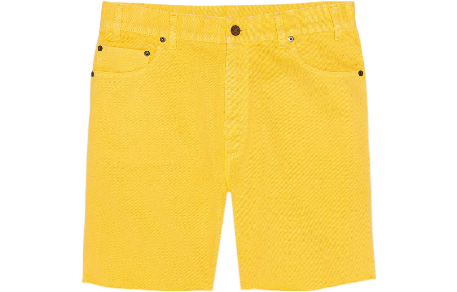 Джинсовые шорты с рваными краями Saint Laurent, bright желтый stone washed — фото 3