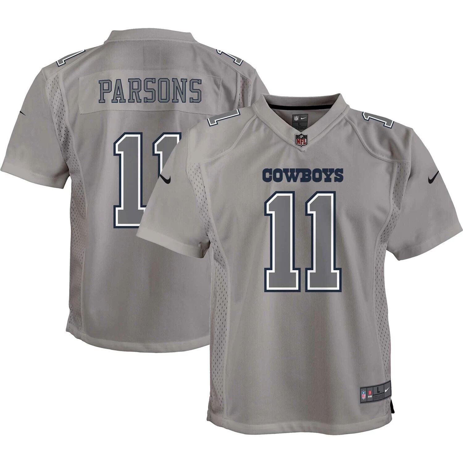 

Молодежный джерси Nike Micah Parsons Grey Dallas Cowboys Atmosphere Game Джерси Nike