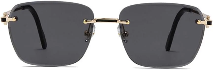 

Солнцезащитные очки без оправы для мужчин, солнцезащитные очки с градиентным переходом для женщин, ретро-стиль, защита от ультрафиолета UV400 HDUBFY, C02 Silver Gray