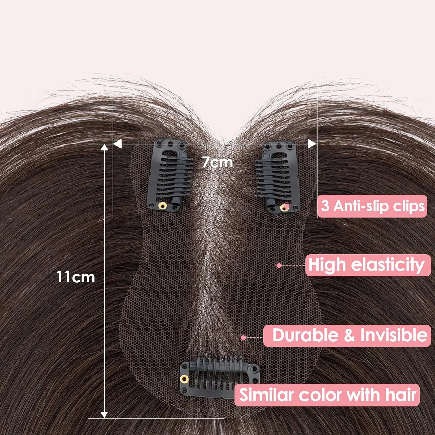 Накладка для волос «Topper Hair» с челкой от S-noilite S-Noilite, #2 Dark Brown (Side Pony) — фото 3