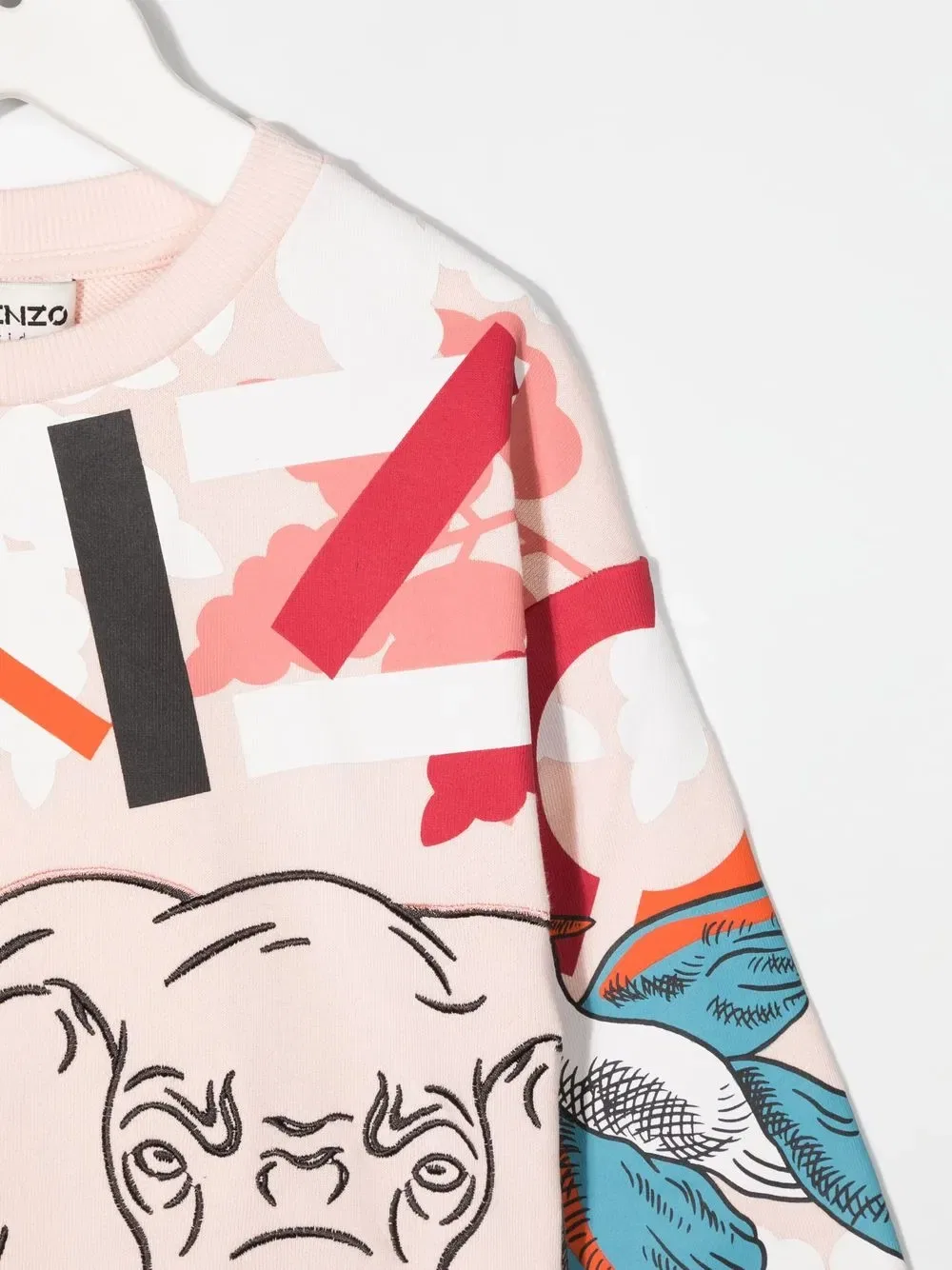 Хлопковая толстовка Multi iconics Kenzo Kids, розовый — фото 3