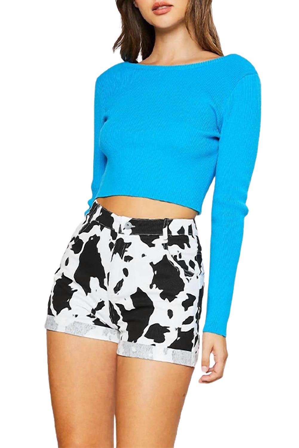 

Голубой топ с открытой спиной и цепочками Pretty Garbage