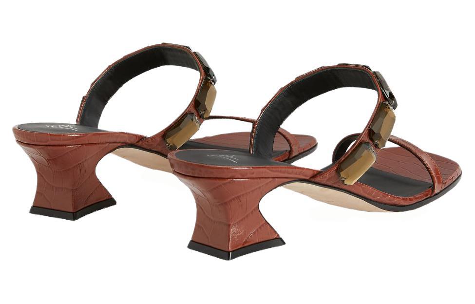 Футболка Flaminia 45mm с квадратным носком Женские Giuseppe Zanotti, Коричневый — фото 4