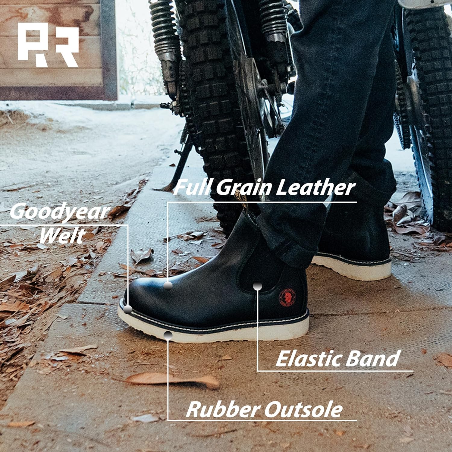 ROCKROOSTER Capitola - ботинки для мужчин с мягким носком, подошвой Goodyear, антиусталостной, комфортной подкладкой Coolmax SAP101BK SAP102BR, черный — фото 2