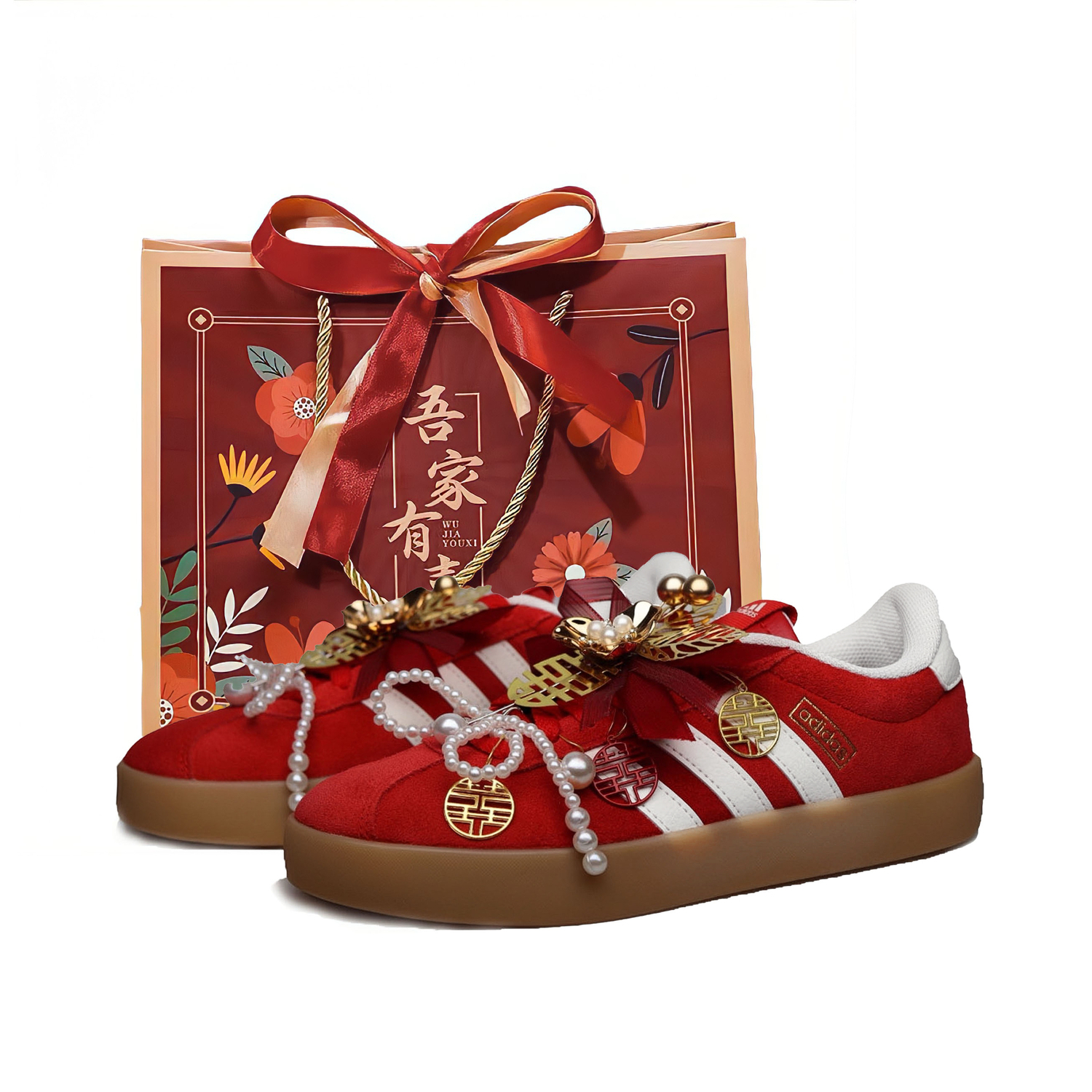 

Adidas VL COURT 30 As You Wish 20 Сумка для покупок Износостойкие и легкие низкие скейтбордные кроссовки Унисекс Красный