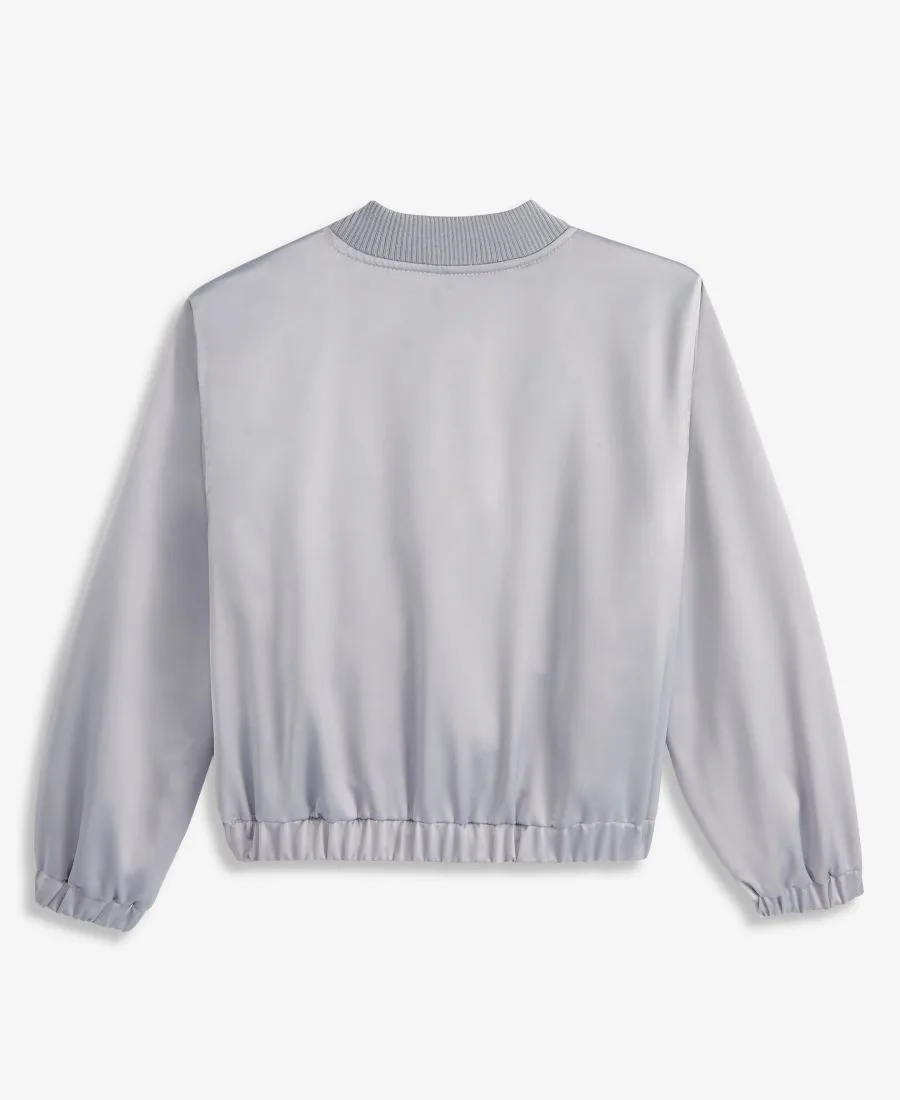 Эксклюзивная атласная куртка-бомбер Epic Threads для девочек 5-20 лет Macy's, серебро — фото 2