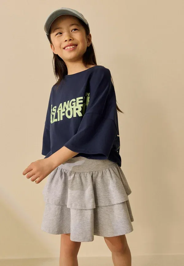 Юбка A-силуэта Regular fit tiered rara skirt Next, серый меланж — фото 3