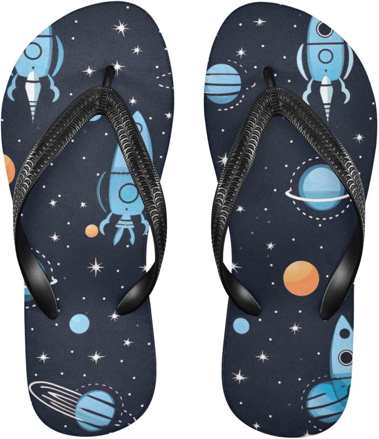 

Женские и мужские летние повседневные сандалии Space Planet Rocket Flip Flop для пляжа и душа Kfbe