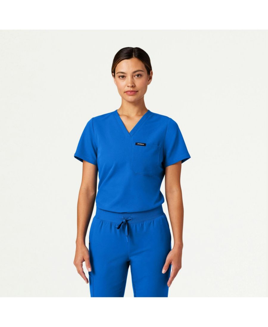 

Женская медицинская блузка Rhena с одним карманом, облегающего кроя и V-образным вырезом Jaanuu, Royal blue