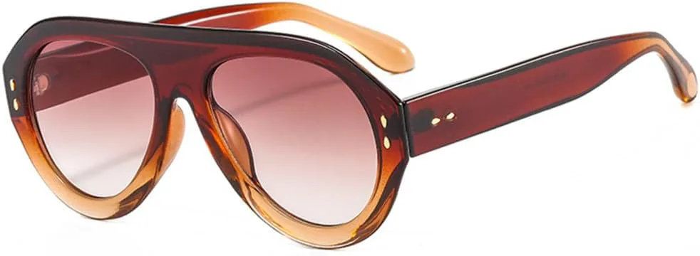 

Солнцезащитные очки в стиле ретро большого размера с заклепками, женские, градиентные, с защитой от УФ-излучения UV400, мужские generic, Tea Tea Gradient