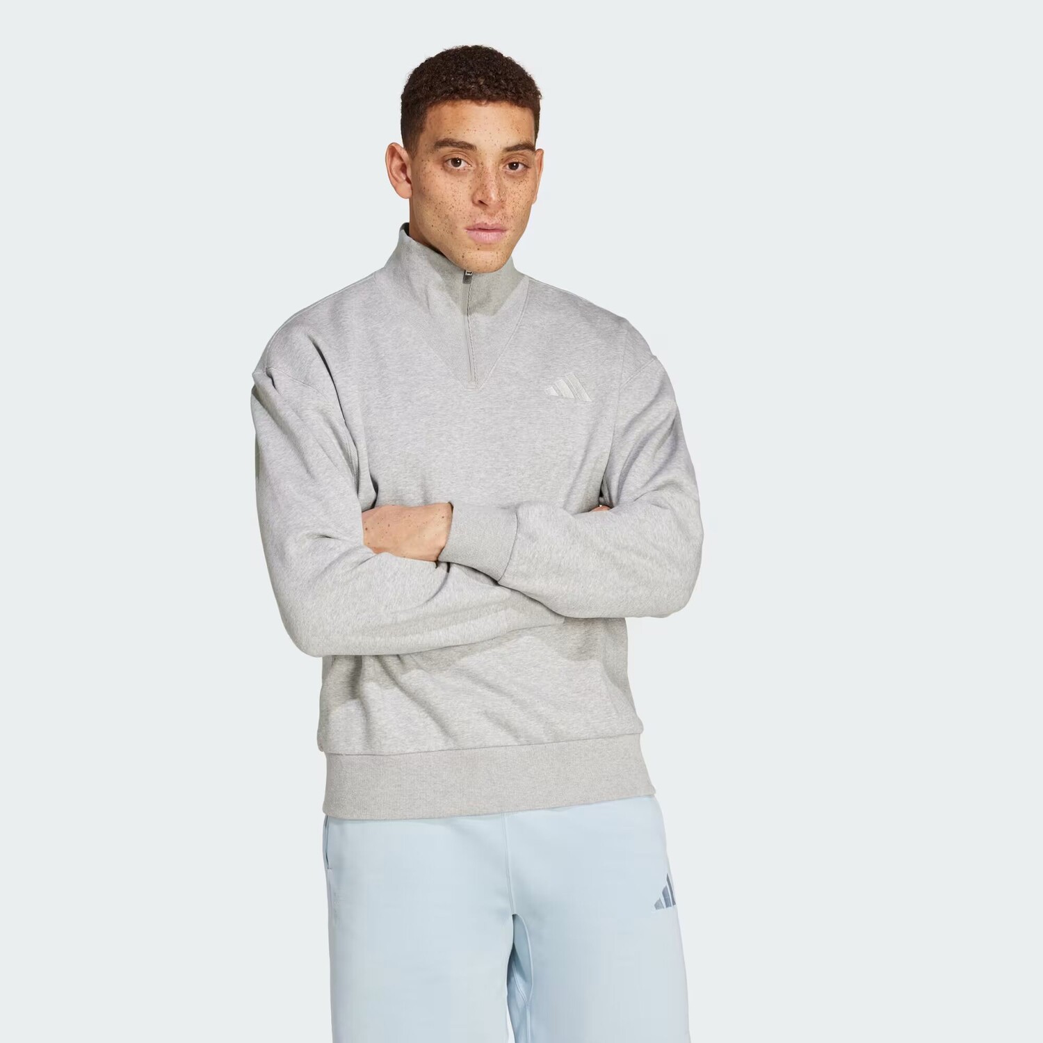 

Флисовая толстовка с круглым вырезом на молнии ALL SZN Adidas, цвет Medium Grey Heather