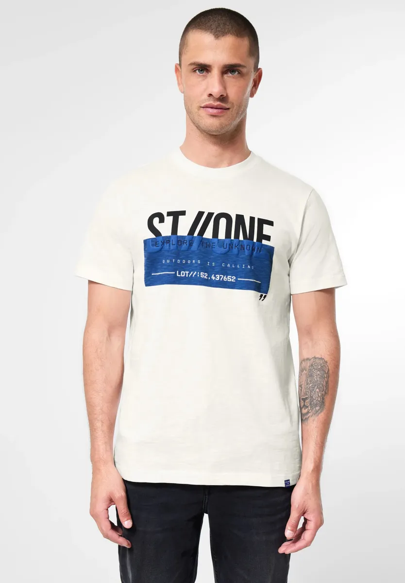 

Футболка STREET ONE MEN из чистого хлопка, цвет Wool White