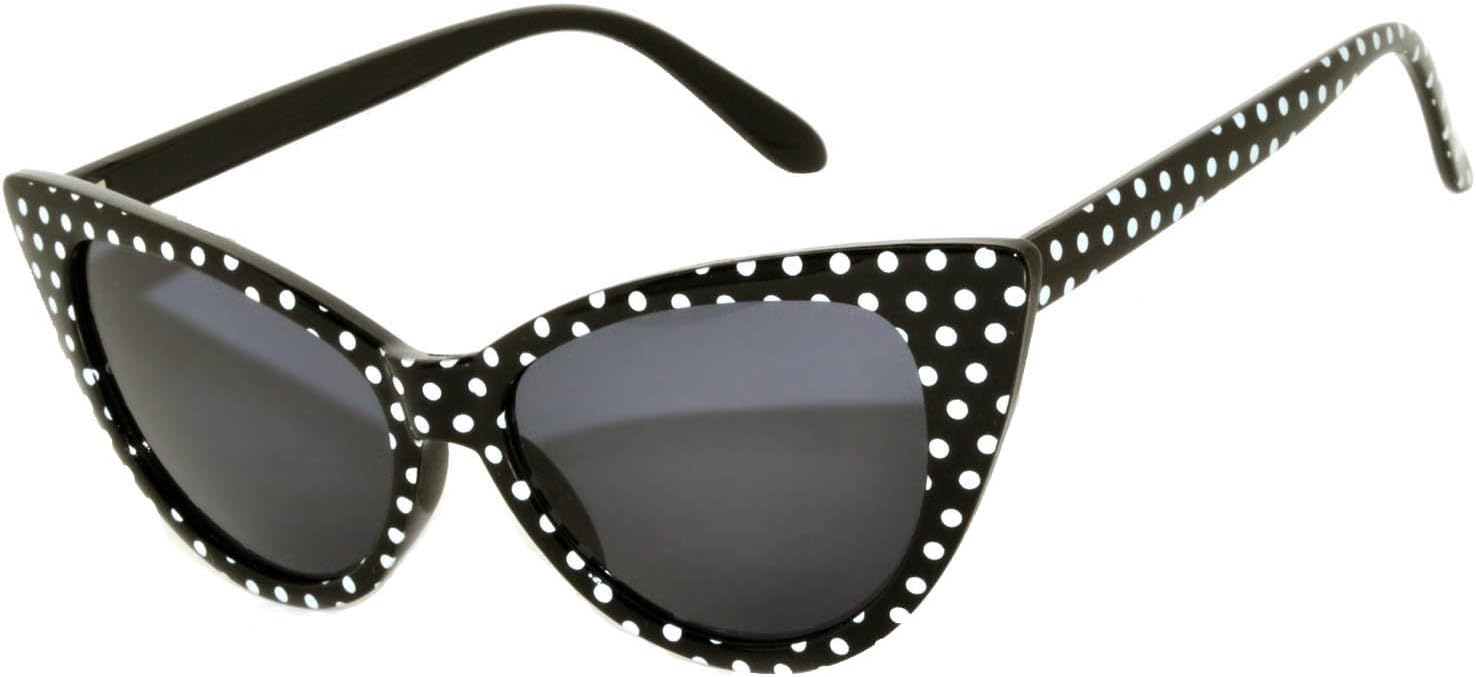 

Женские солнцезащитные очки OWL «кошачий глаз», классический винтажный дизайн с заостренными кончиками и «крыльями», ретро-стиль, защита от УФ-излучения, Smoke Lens: Black With Polka Dots