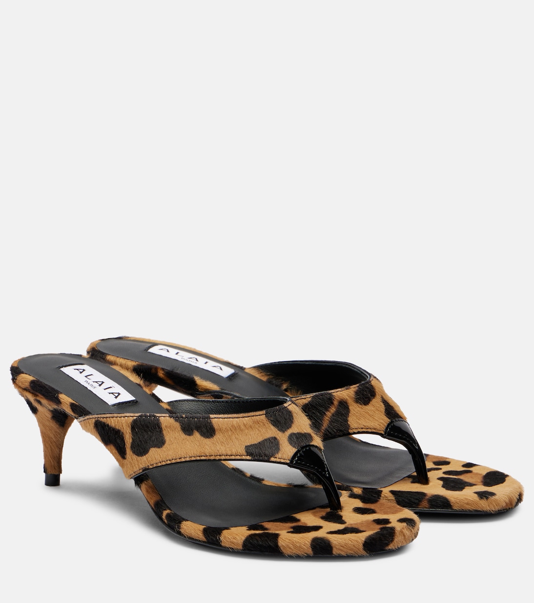 Инфрадито 55 сандалии-вьетнамки из телячьей шерсти Alaïa, Brun Sepia