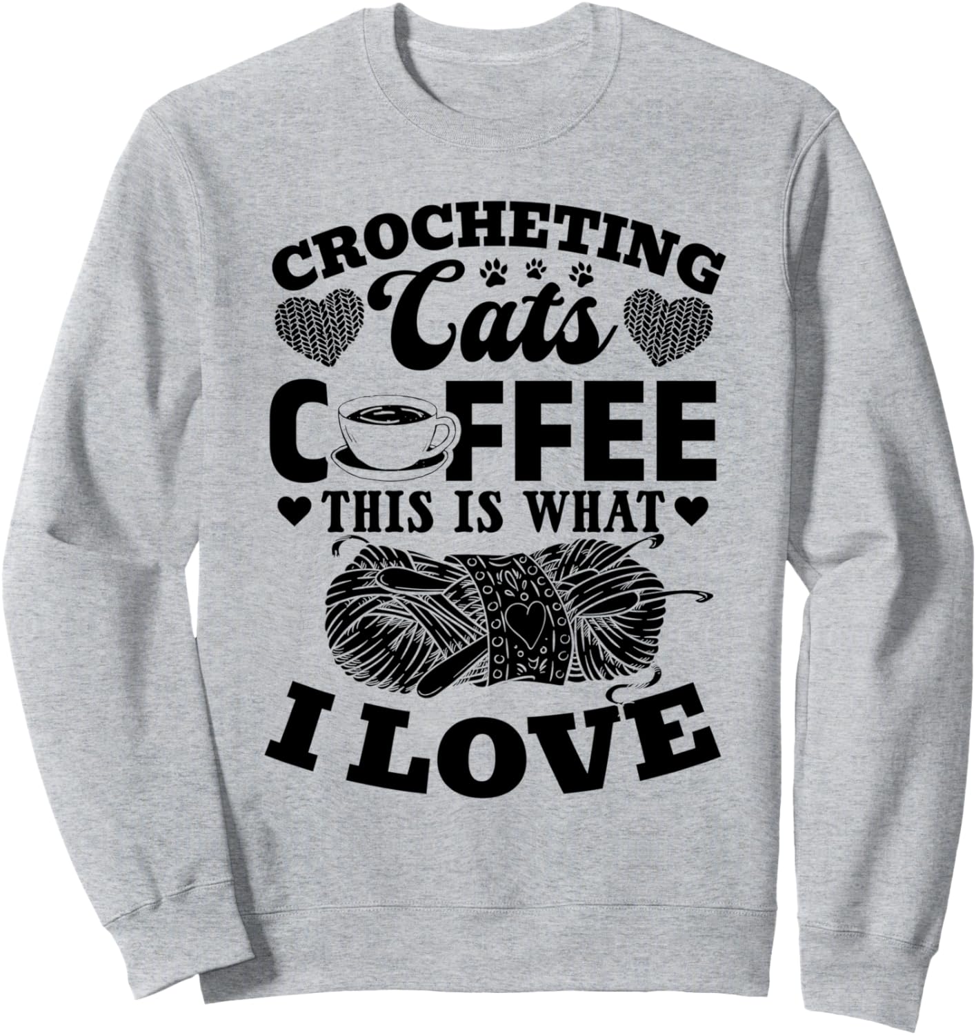 

Вязаная толстовка с изображением кошки и кофе: Вот что я люблю Crochet & Cat Owner Cat Lover, серый