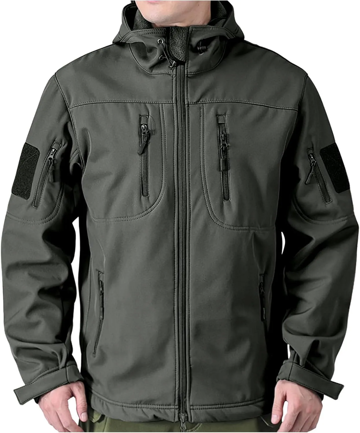 Мужская военная тактическая куртка с флисовой подкладкой Soft Shell, зимнее пальто с капюшоном и множеством карманов Generic, серый