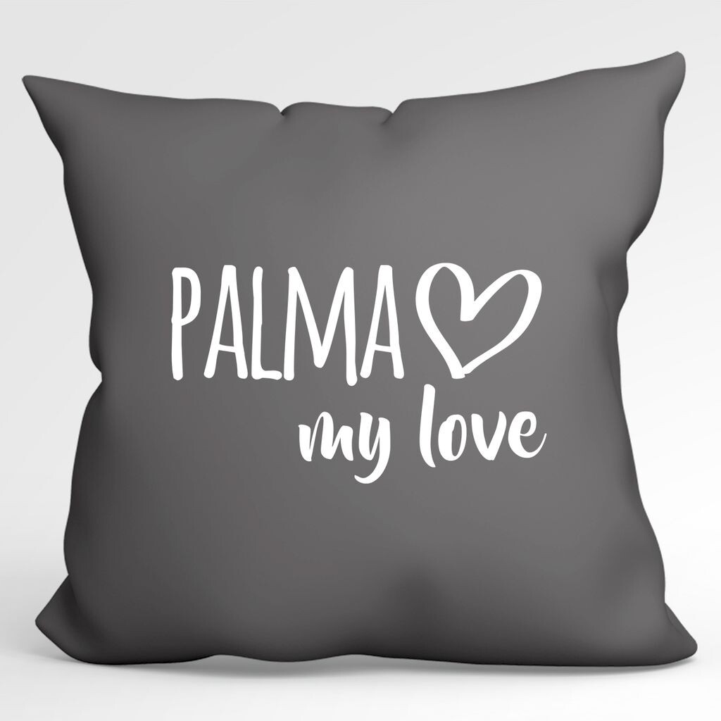 

Подушка Huuraa Palma my love, декоративный чехол на подушку без наполнителя, размер 40 х 40 см, стальной серый, для всех любителей Пальмы-де-Майорки, Испания, идея подарка для друзей и семьи Hellweg Druckerei