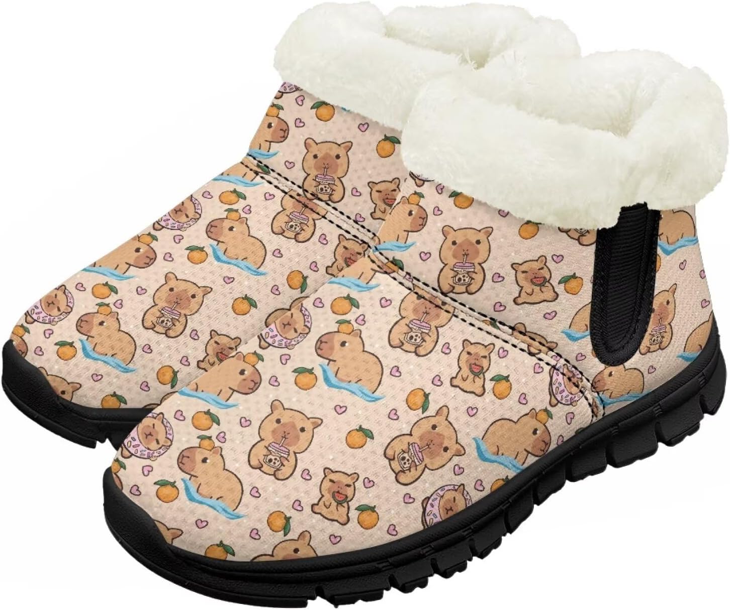 

Снежные ботинки для малышей, мальчиков и девочек, зимние теплые ботинки, низкие туфли, искусственный мех, для холодной погоды, на улице Chririnla, Cute Capybara