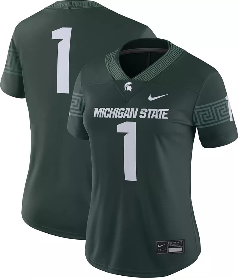 

Женская зеленая футбольная майка Nike Michigan State Spartans #1 Dri-FIT для домашних игр