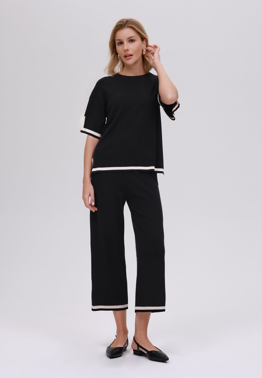 

Футболка с принтом SET - Trousers Anna Field by Zalando, черный