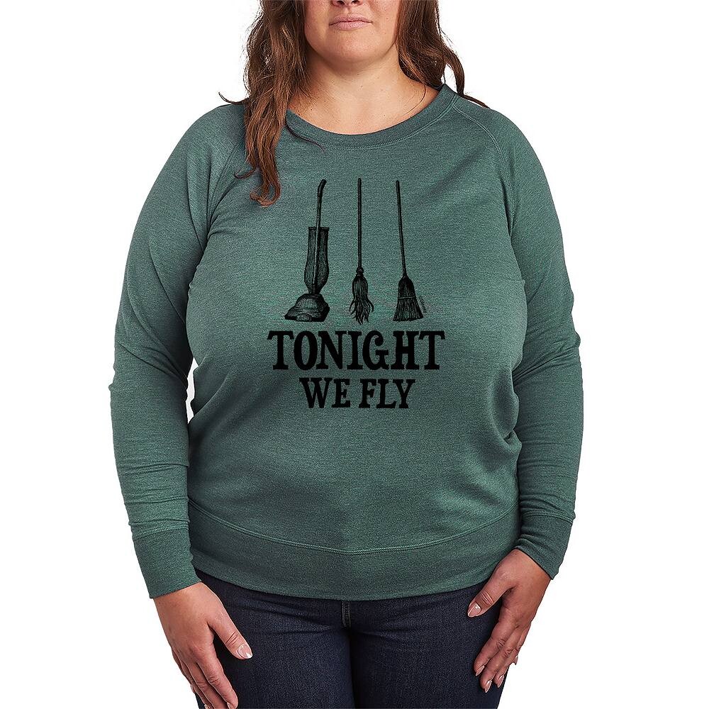 

Легкий свитшот из френч терри Disney's Hocus Pocus Plus Size Tonight We Fly, цвет Heather Green