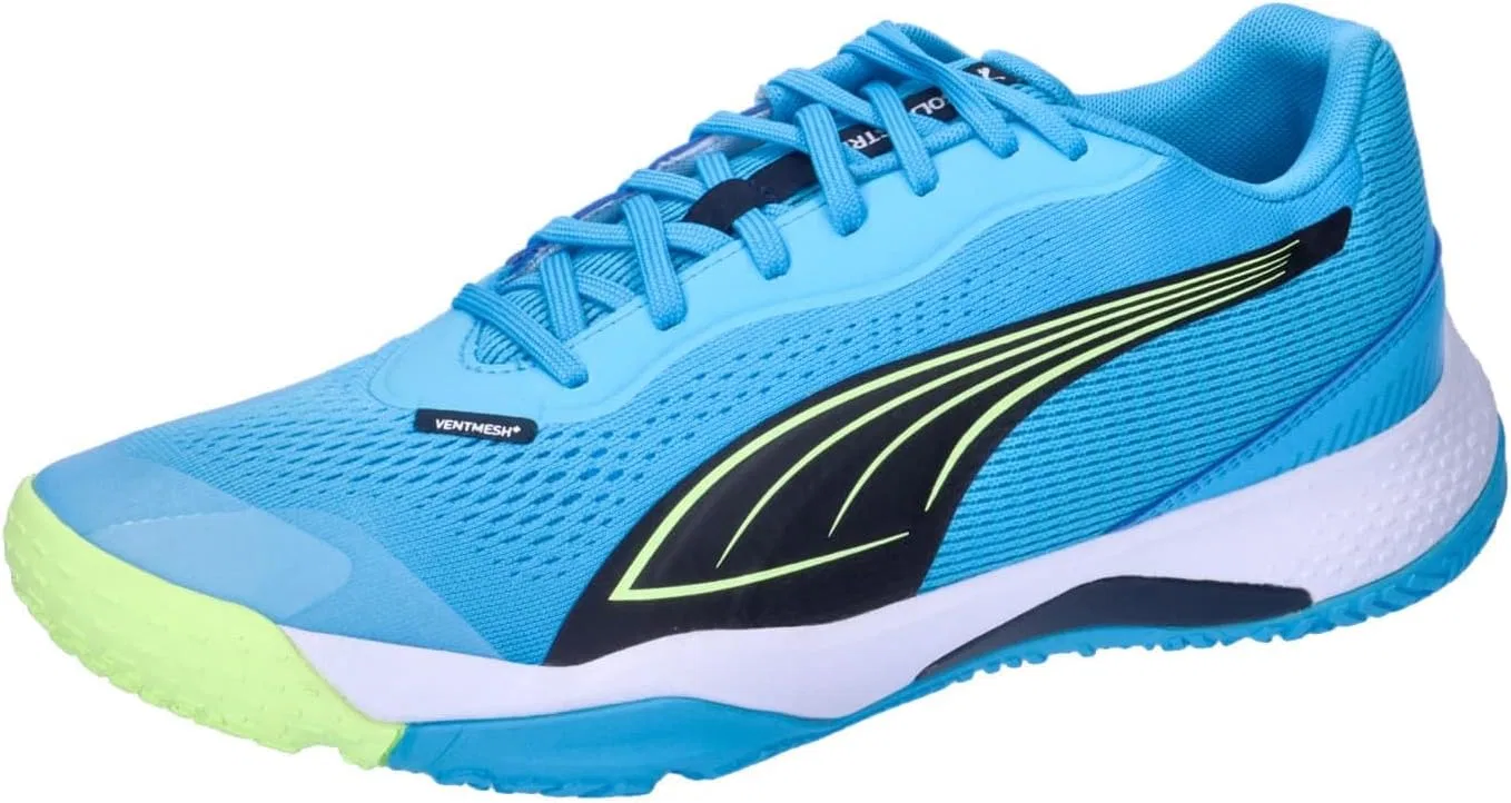 Кроссовки Puma Unisex Solarstrike III для игры в помещении, Luminous Blue Club Navy Fizzy Apple