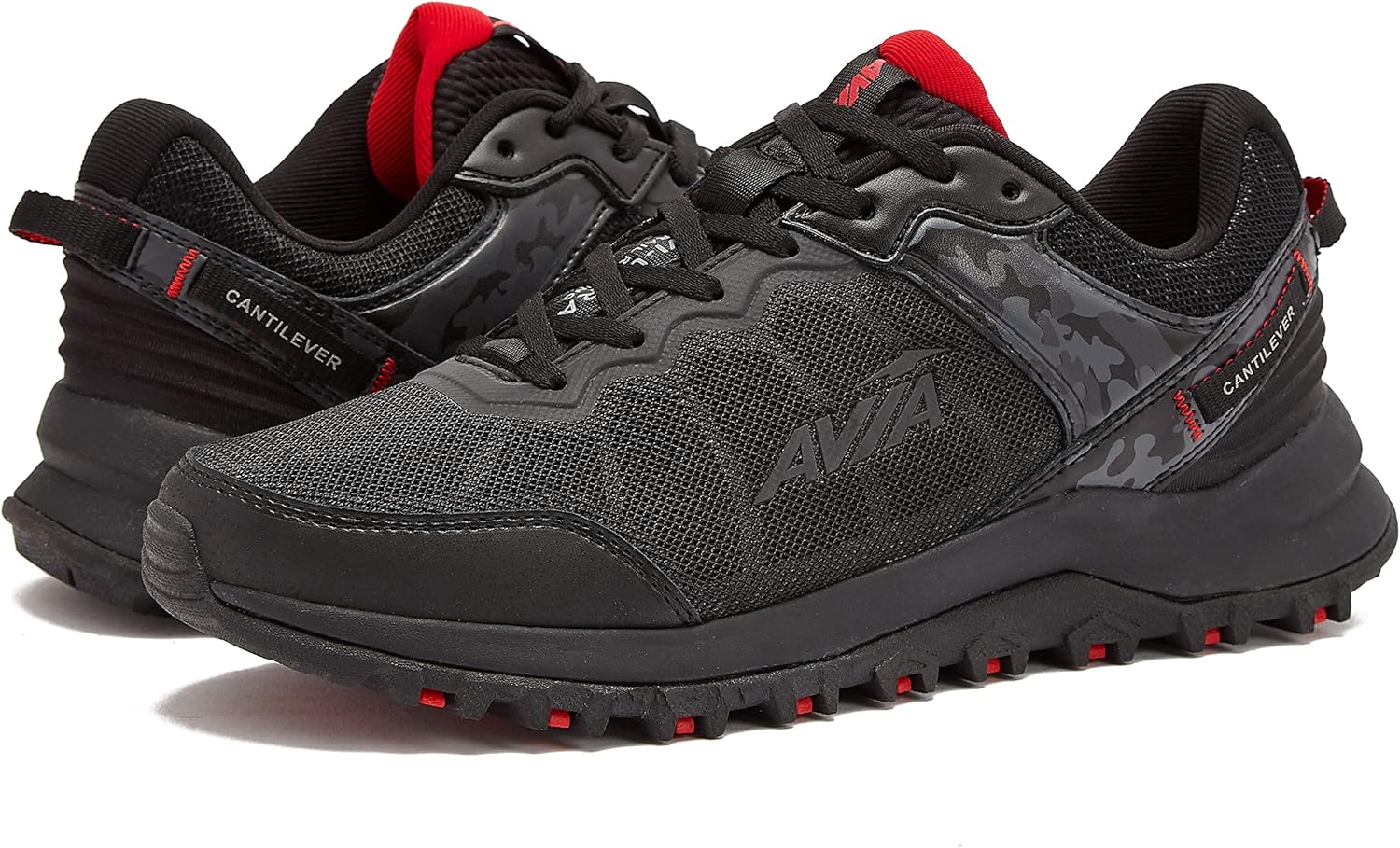 

Мужские трейловые кроссовки Avia Ultra, легкие и дышащие с сетчатым верхом, черный/красный