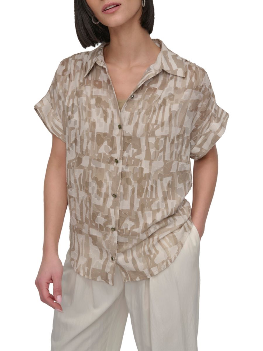 

Футболка City Burnout с пуговицами спереди DKNY, коричневый