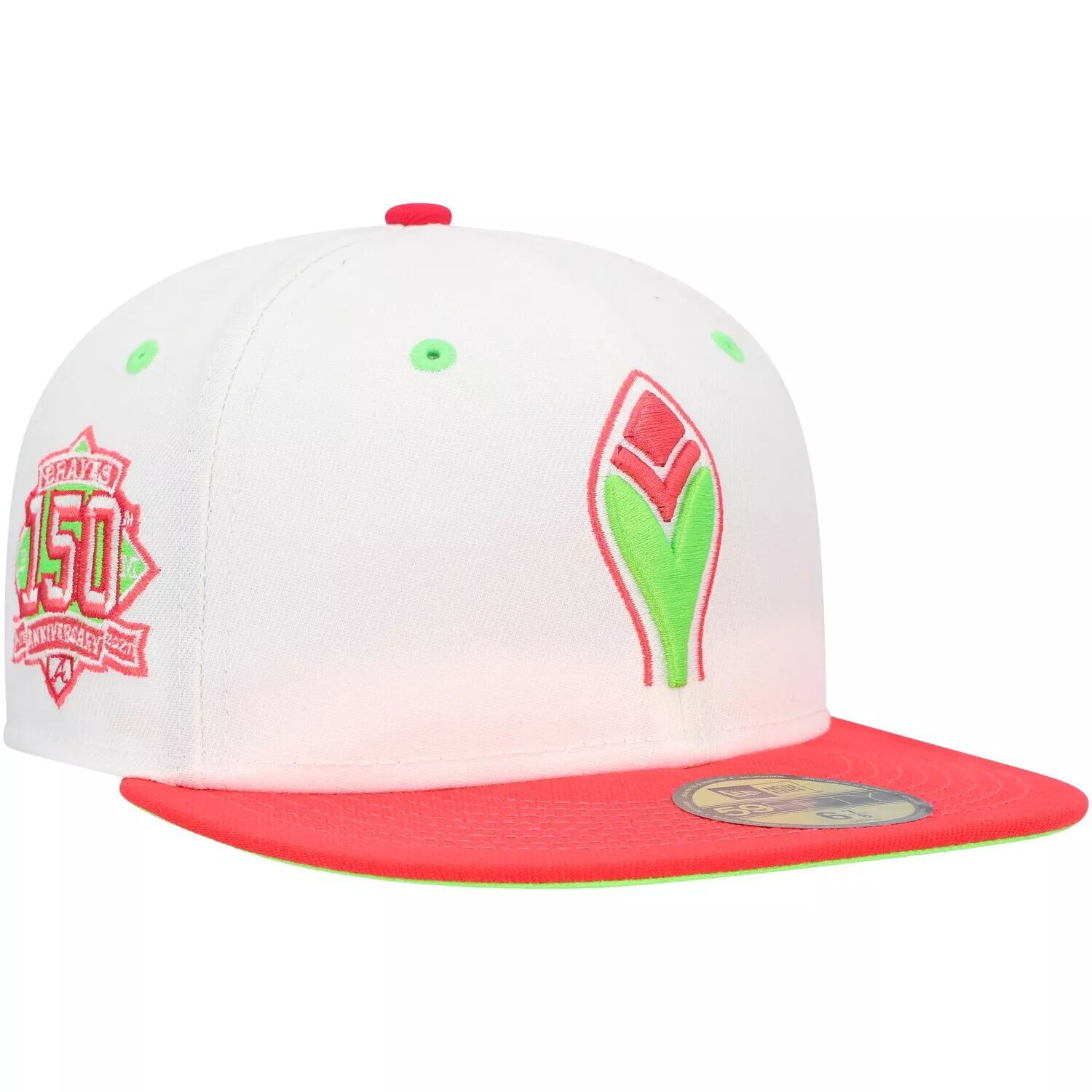 

Мужская облегающая шляпа New Era White/Coral Atlanta Braves 150th Anniversary Strawberry Lolli 59FIFTY