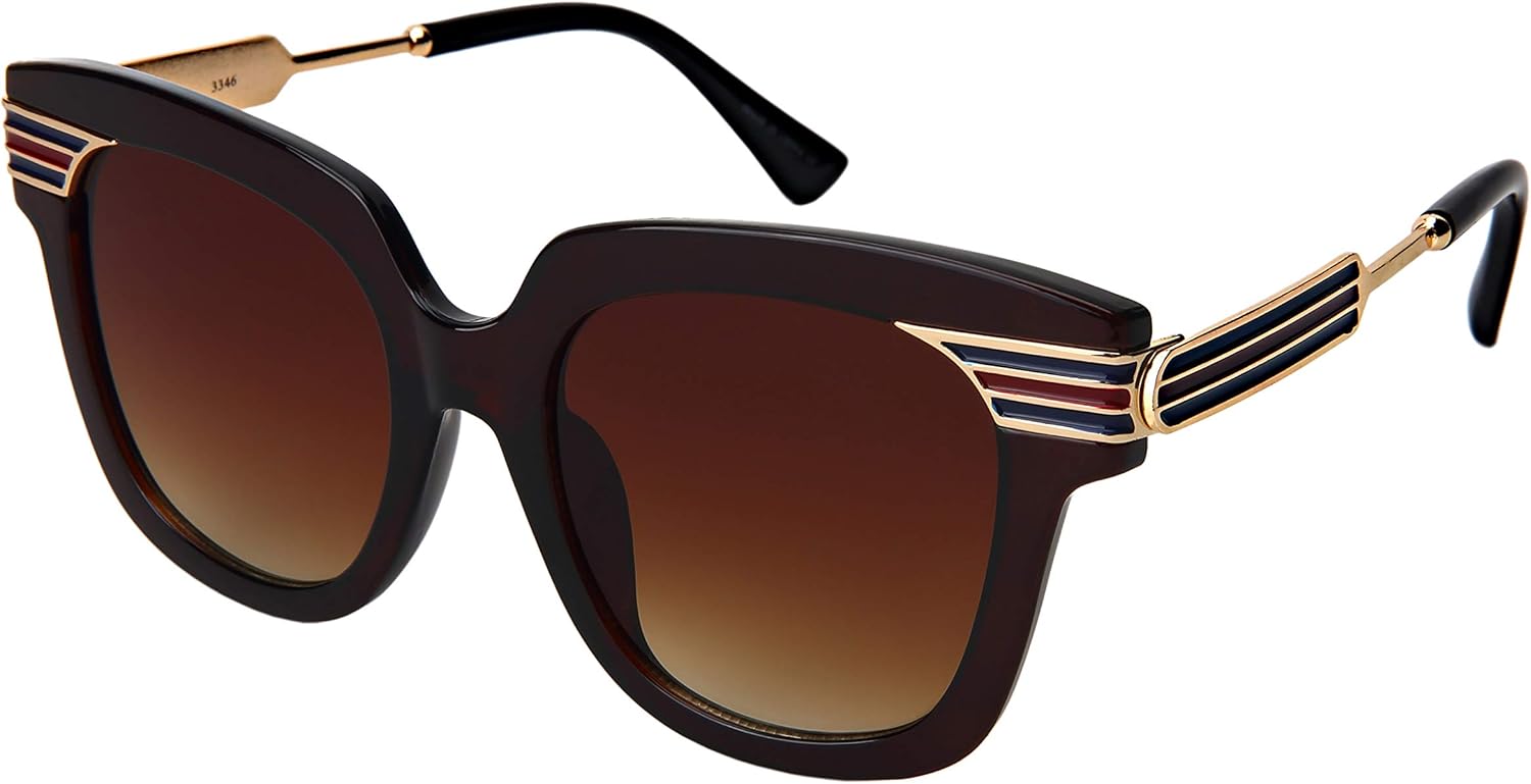 

Солнцезащитные очки Edge I-Wear в стиле ретро, ​​квадратной формы, для женщин, пластиковая оправа, артикул 3346-FLAP-2(D.BRN.ap2) EDGEIWEAR, Dark Brown Frame /Brown Gradient Lens