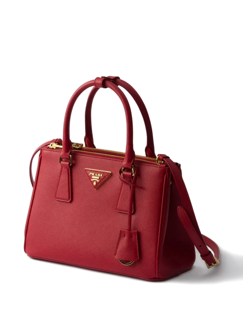 Маленькая сумка-тоут Galleria из сафьяновой кожи Prada, красный — фото 3