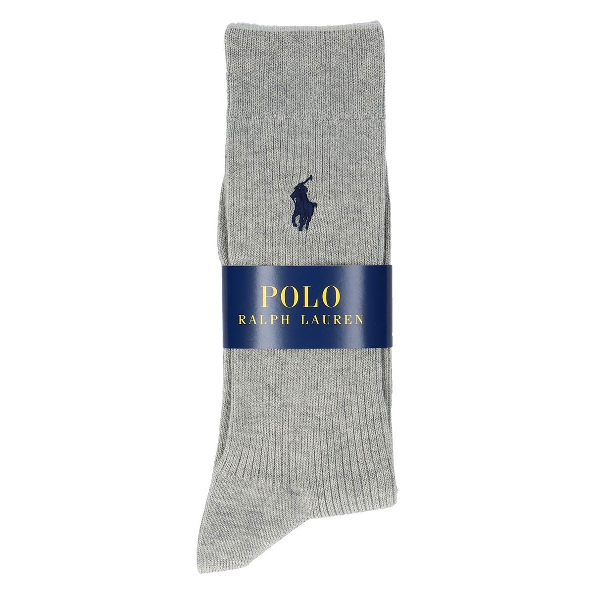 Мужские носки с дезодорирующим эффектом и вышитым ребристым рисунком. Polo Ralph Lauren, 91. Middle Gray