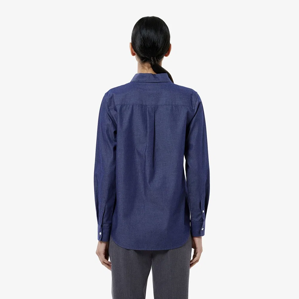 Рубашка джинсовая Lacoste прямого кроя, 100% хлопок, средне-синяя — фото 3