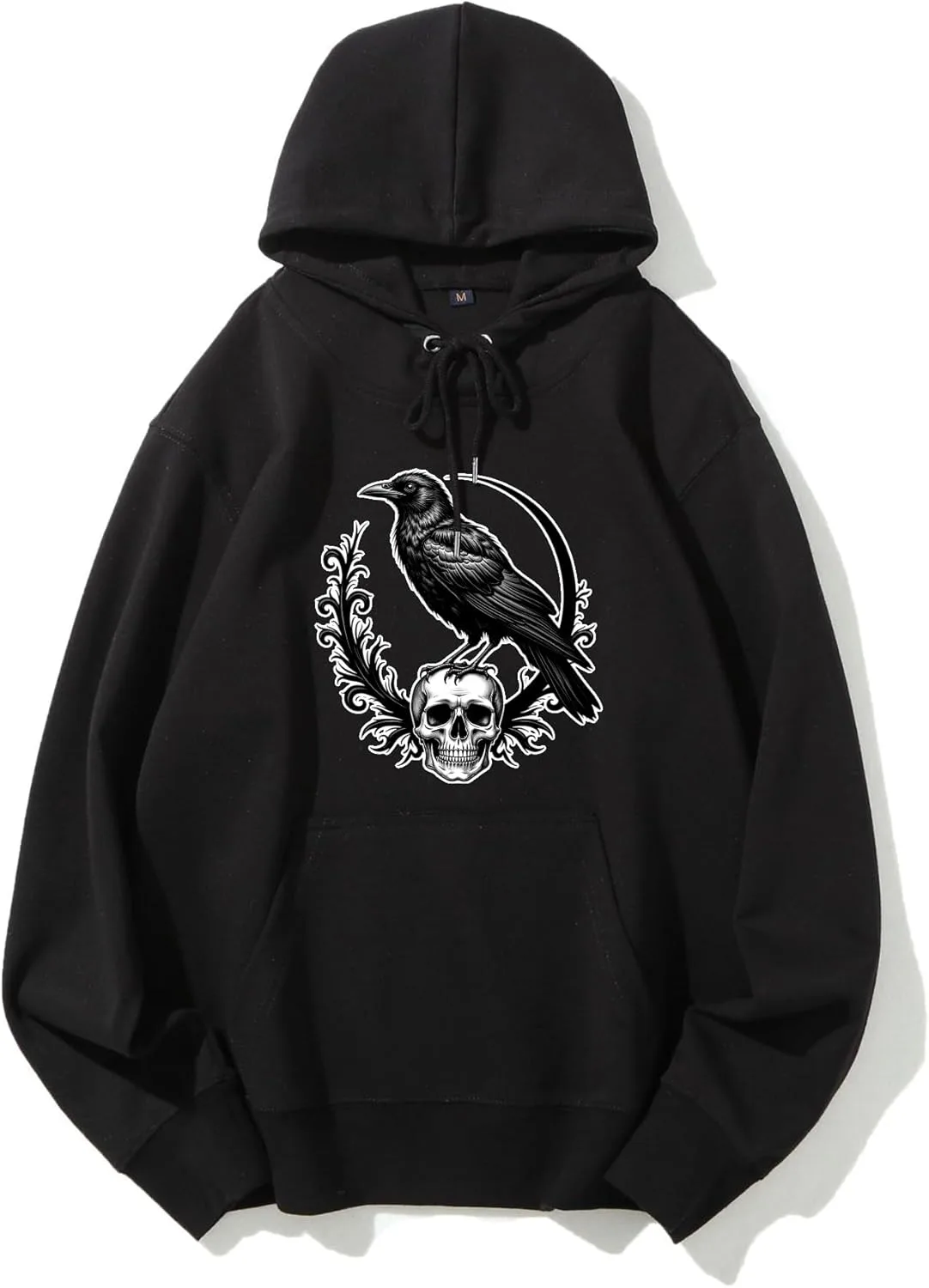 

Толстовка с капюшоном VETALLO, принт Raven Skull, Gothic Design, осенняя флисовая