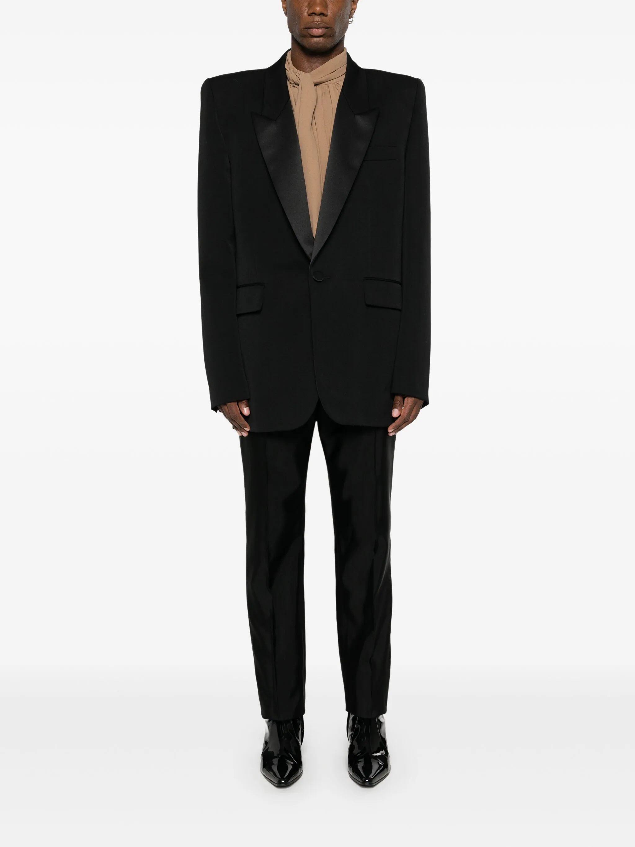 Брюки строгого кроя с завышенной талией Saint Laurent, черный — фото 2