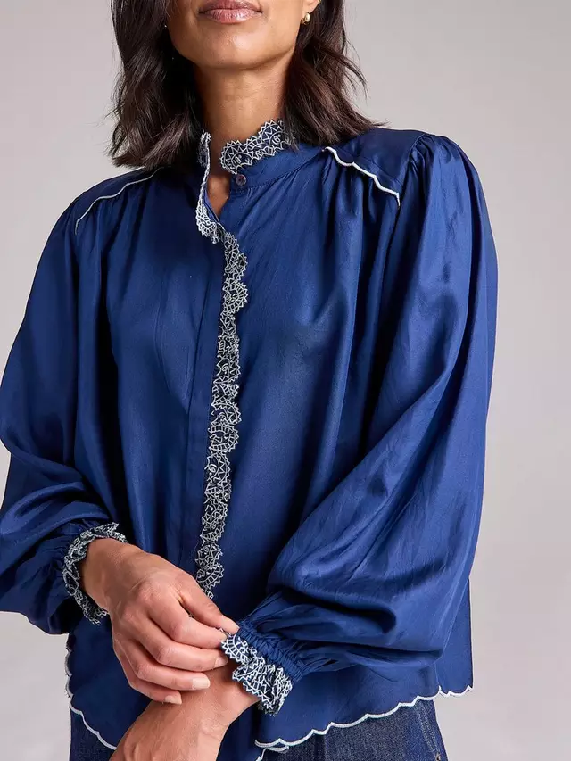 

Топ Cape Cove Ruffle Silk, темно-синий