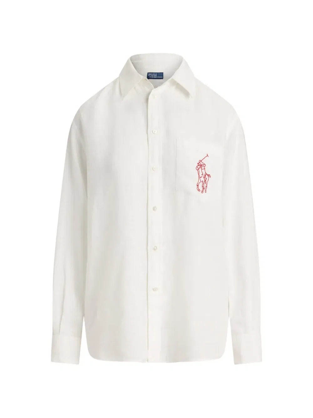Вышитая льняная рубашка большого размера Polo Ralph Lauren, белый