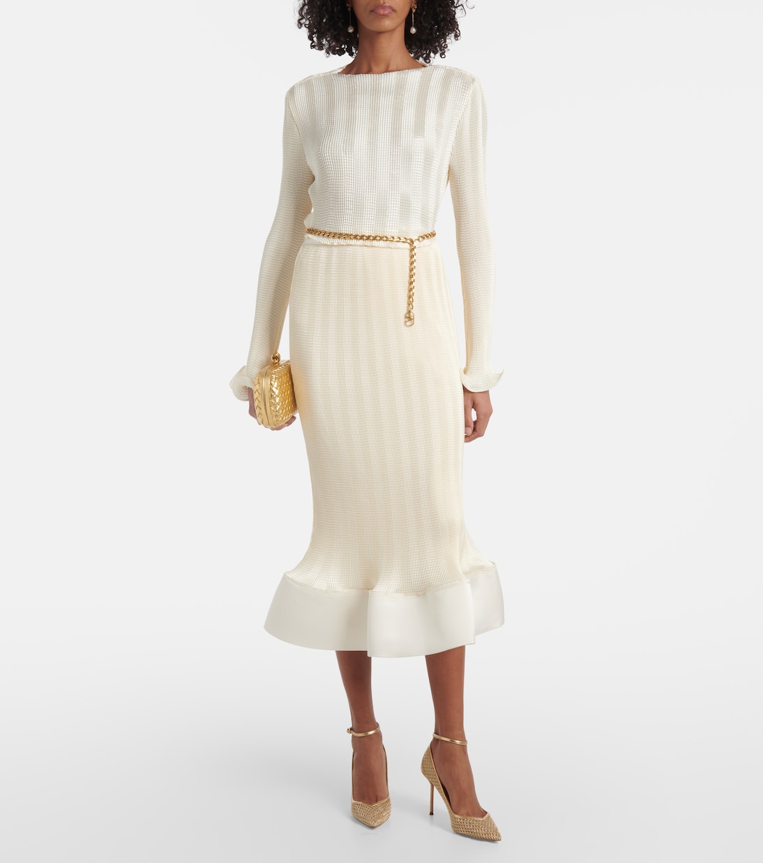 Туфли-лодочки Asha 85 с кожаной отделкой и сеткой Aquazzura, Light Gold — фото 3