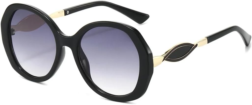 

Ретро-солнцезащитные очки овальной формы с градиентным переходом цвета для женщин, контрастная оправа, модные повседневные очки для мужчин с защитой от УФ-излучения UV400 SZVVBKK, Black Grey