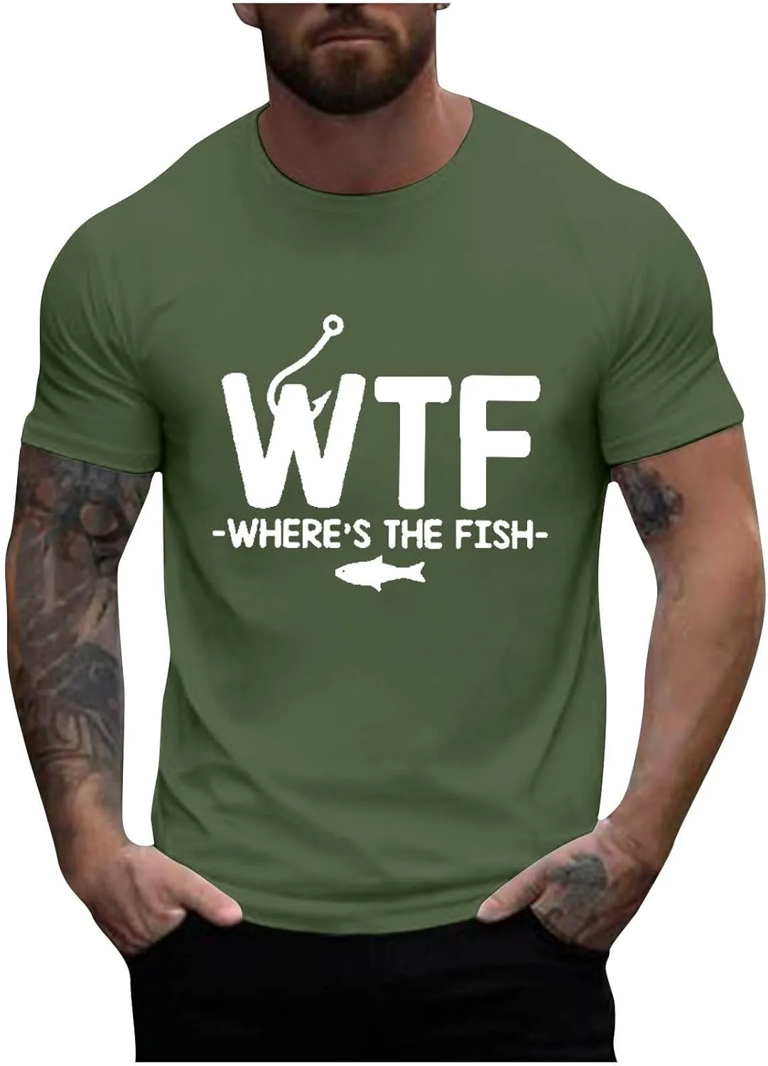 

Мужская футболка WTF Where's The Fish с коротким рукавом Sdeycui