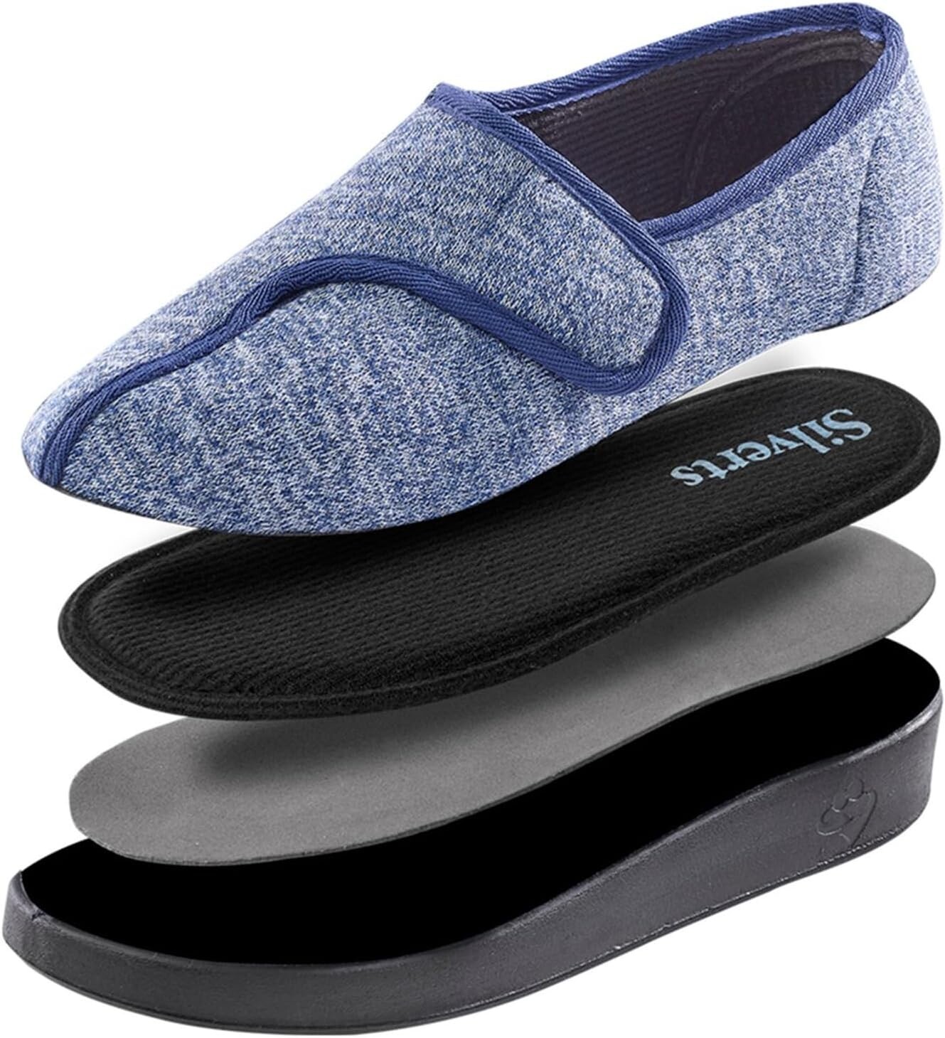 

Тапочки Silverts Extra Wide Easy Close Comfort Slipper, цвет Brushed Navy/Black