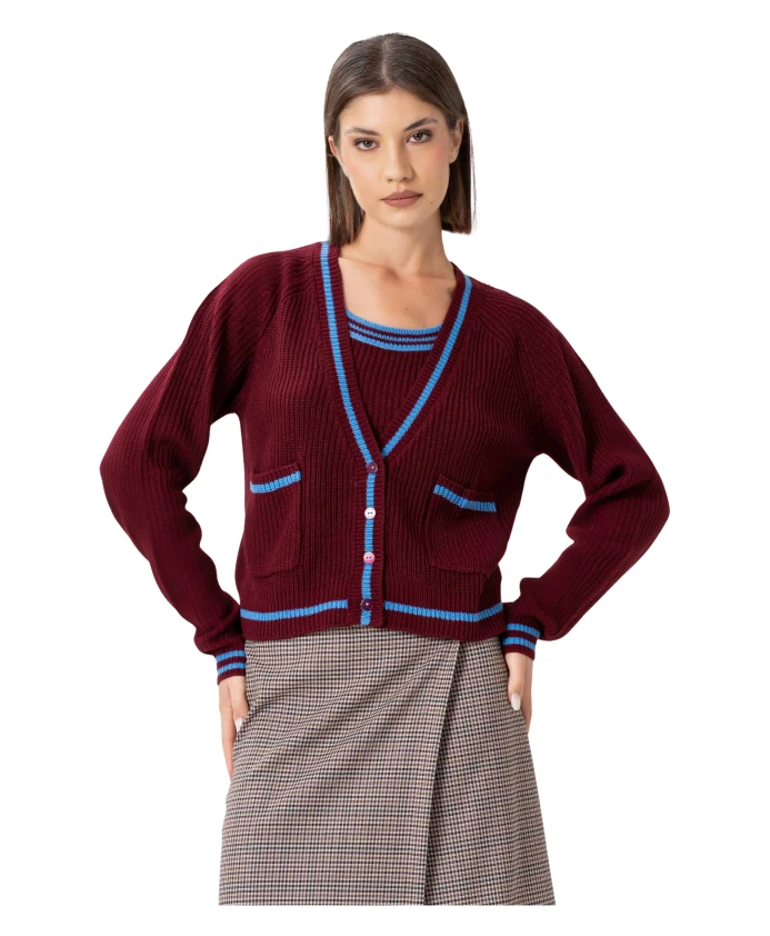 

Стильный двухцветный кардиган Kocca, красный