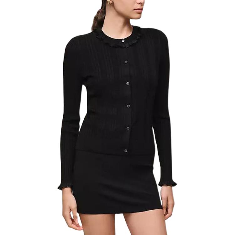 

HERMES Кардиган женский черный с круглой горловиной средней длины