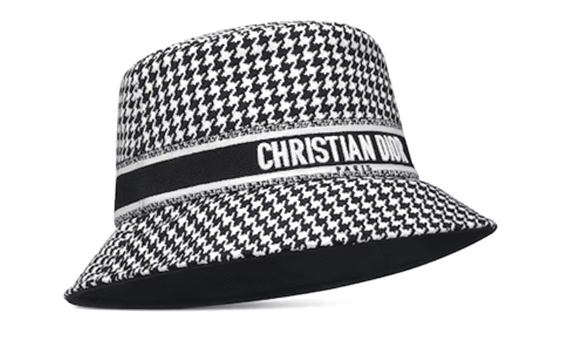 

Шляпа-ведро в клетку houndstooth в стиле 2000-х DIOR, черный/белый
